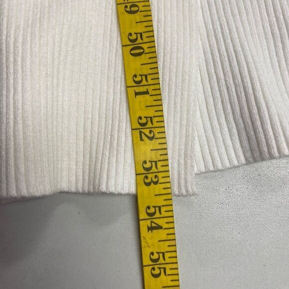 Women’s Ribbed Knit Sweater Dress Bodycon Maxi Square Neckline White Slit NWOT - Picture 6 of 9